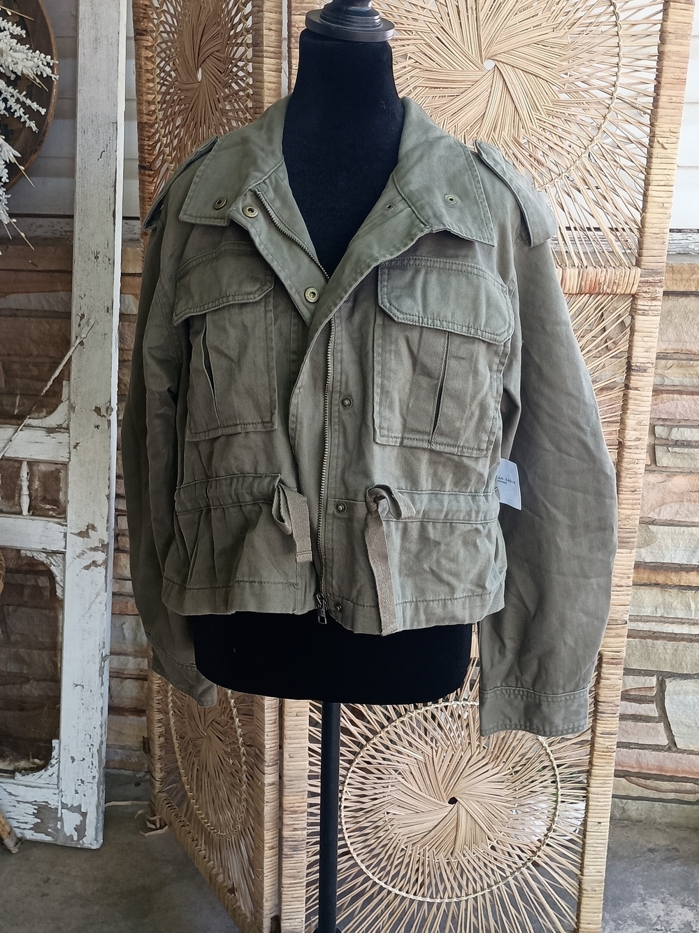 American Eagle Outfitters 100% Cotton Olive Green Utility Bomber Jacket_S